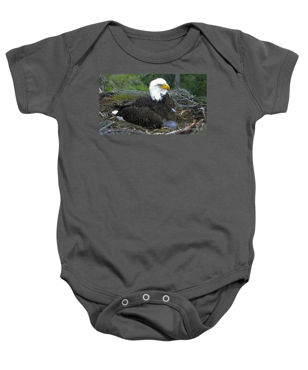 Bald Eagle Baby Onesie featuring the photograph Watchful Mother by Scott Cameron