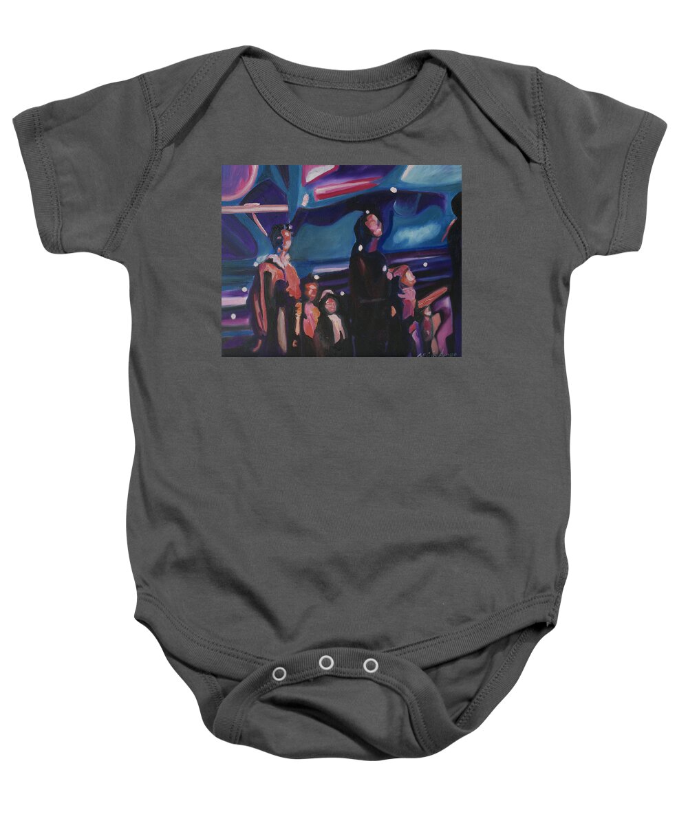 Night Scenes Baby Onesie featuring the painting Watching Alex Grey II by Patricia Arroyo