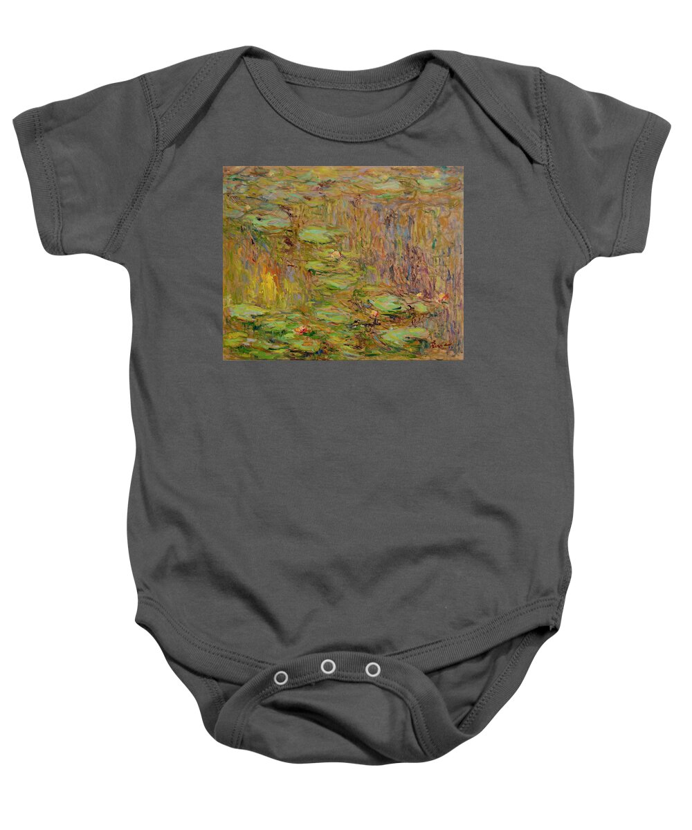 Waterlelies Baby Onesie featuring the painting Water lilies nr P.004 by Pierre Dijk