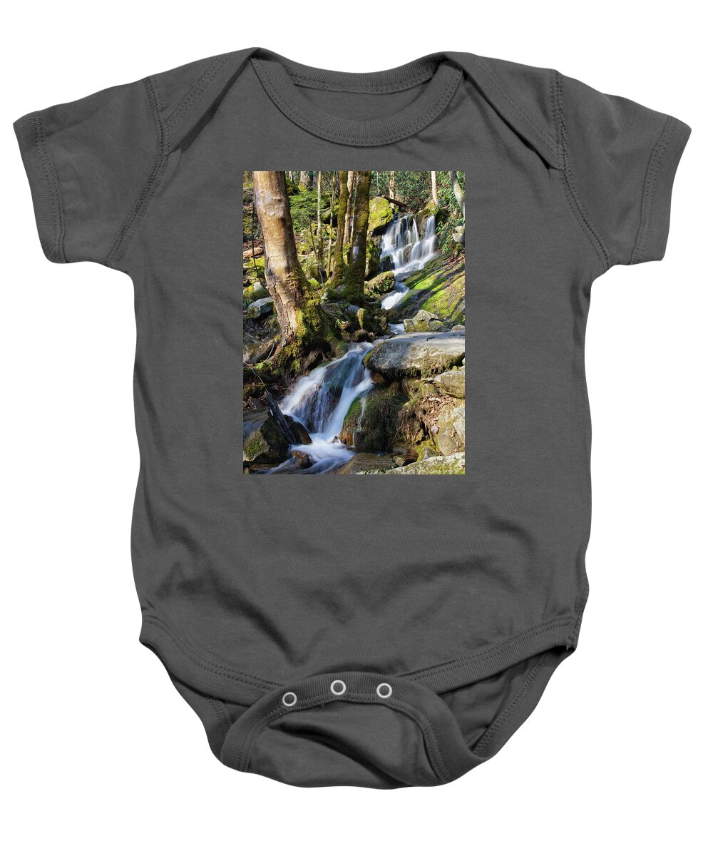 Tennessee Baby Onesie featuring the photograph Waterfall In The Smokies by Phil Perkins