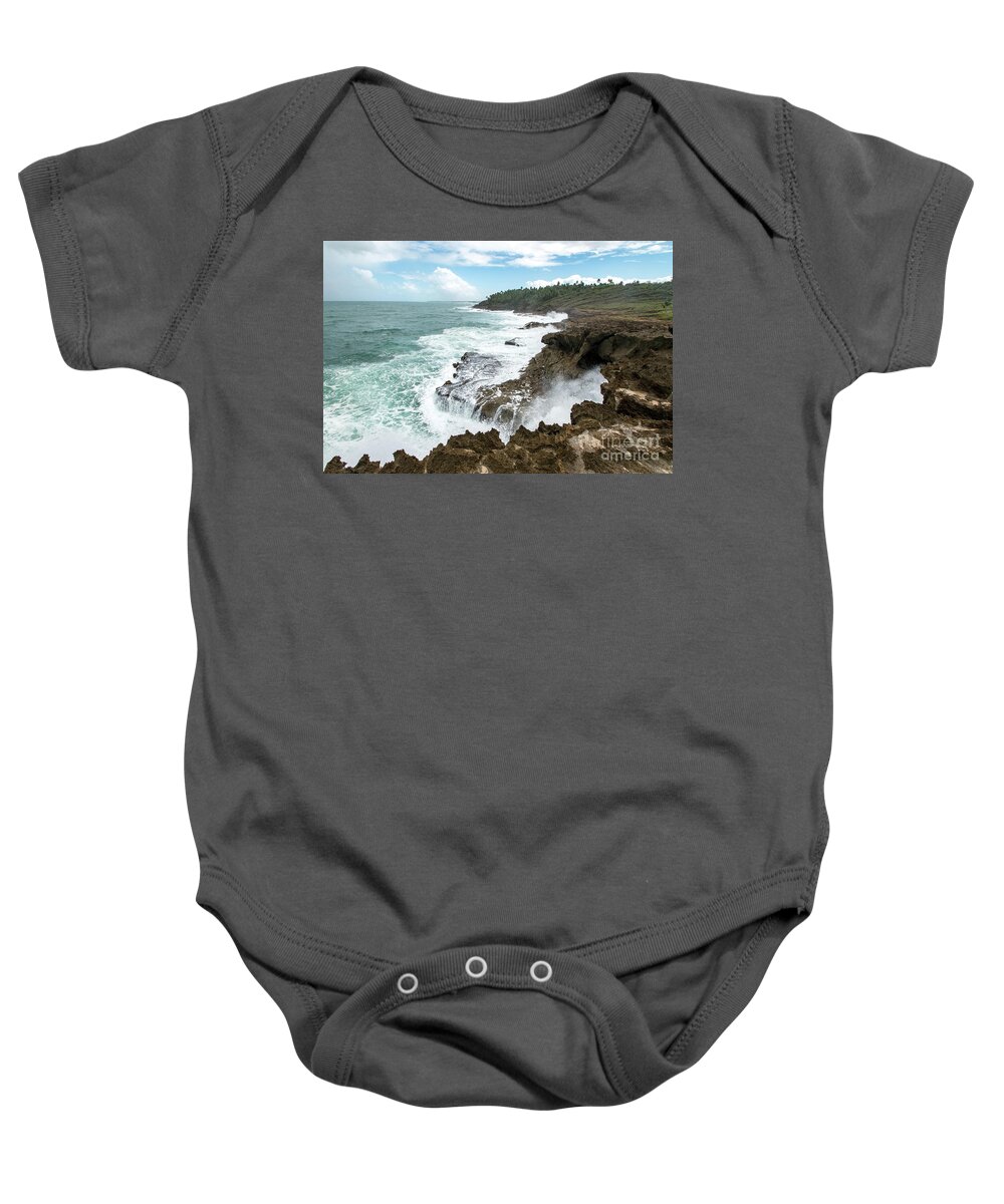 Parque Baby Onesie featuring the photograph Waterfall Waves at Parque nacional Cerro Gordo, Puerto Rico by Beachtown Views