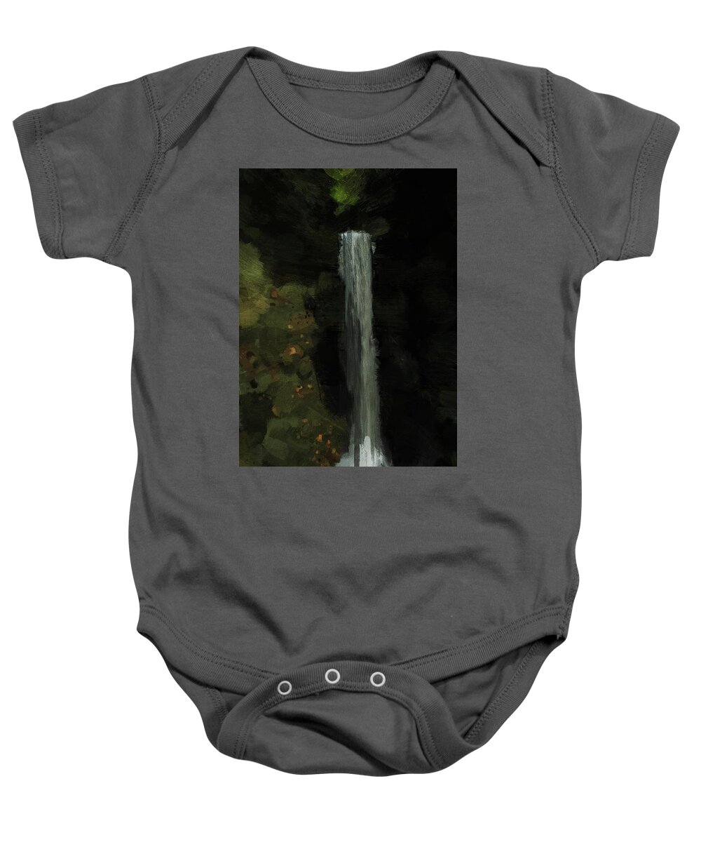 Watkins Glen Waterfall Painting Baby Onesie featuring the painting Watkins Glen Waterfall Painting by Dan Sproul