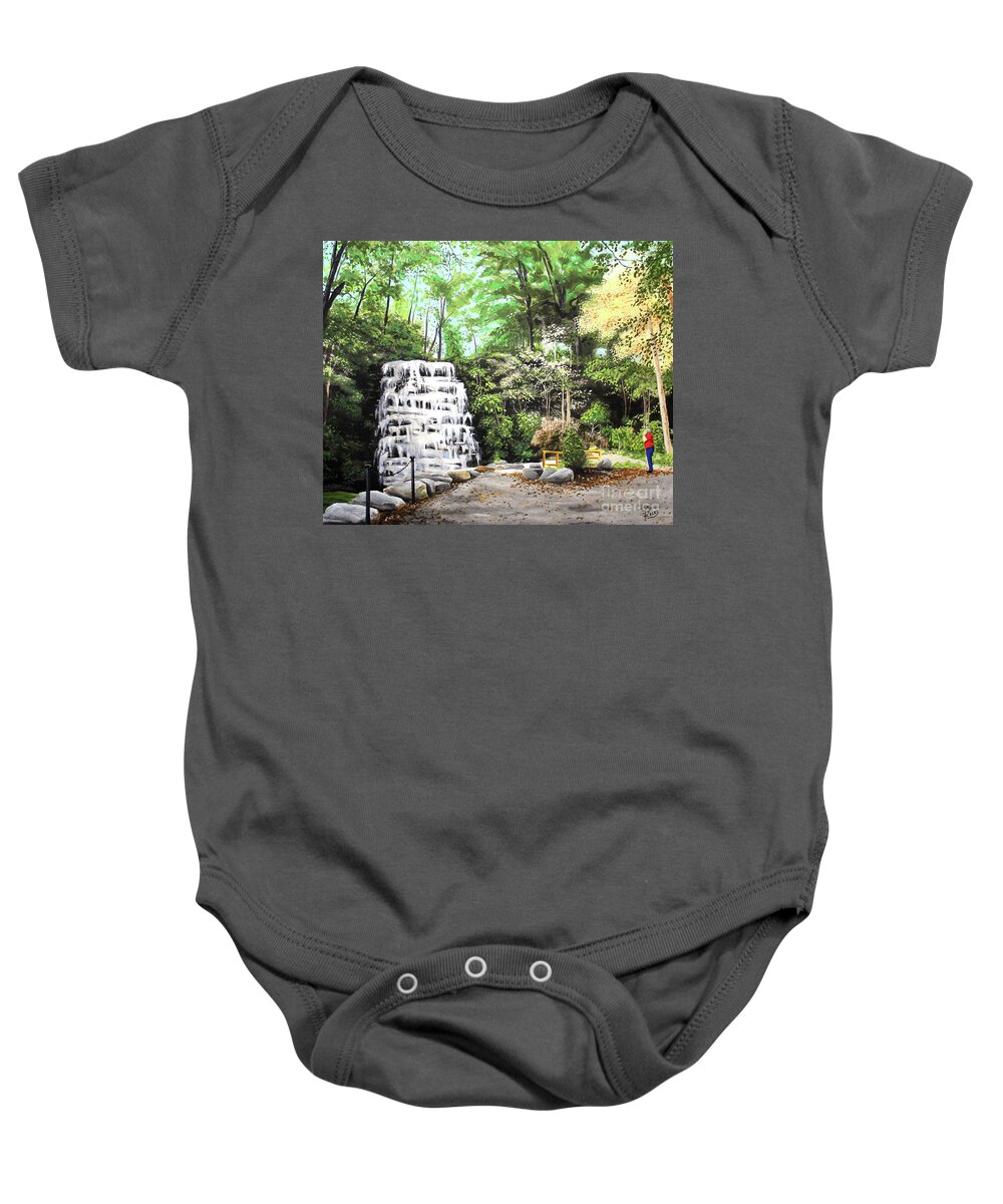 Landscape Baby Onesie featuring the painting Waverly Glen by James Ackley