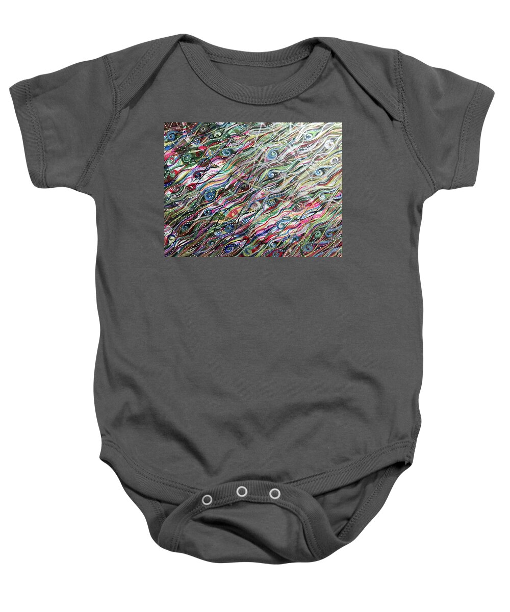 Abstract Baby Onesie featuring the painting Waves of Connexion by Jackie Ryan