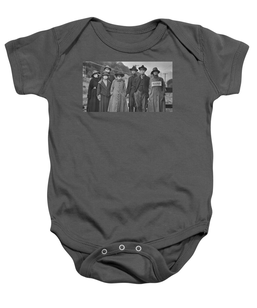 Pandemic Baby Onesie featuring the photograph Wear A Mask Spanish Flu 1918 by Bradford Martin