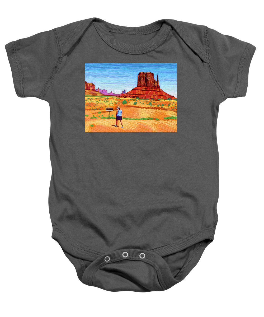 Monument Valley Baby Onesie featuring the digital art West Mitten by Rod Whyte