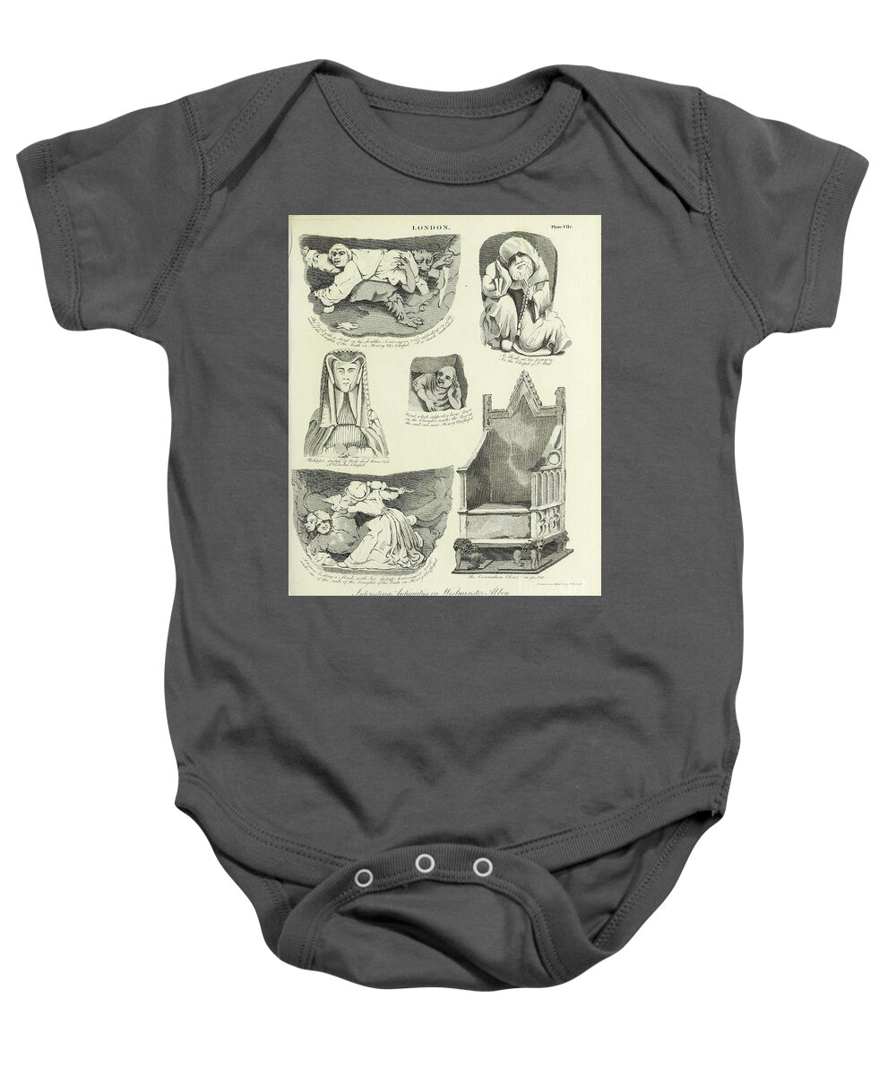 Westminster Abbey Baby Onesie featuring the photograph Westminster Abbey details b1 by Historic illustrations