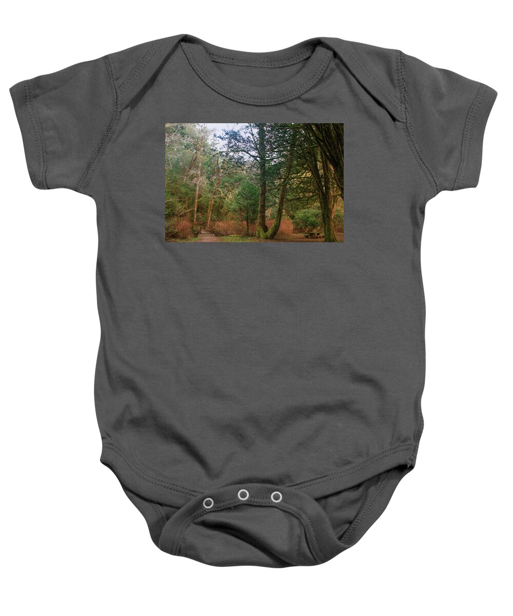 Coos Bay Baby Onesie featuring the photograph Where the Trail Begins by Sally Bauer
