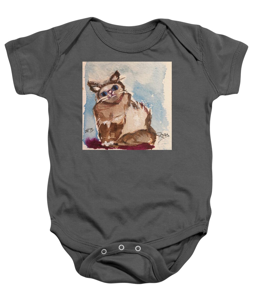 Whimsy Baby Onesie featuring the painting Whimsy Kitty 3 by Roxy Rich