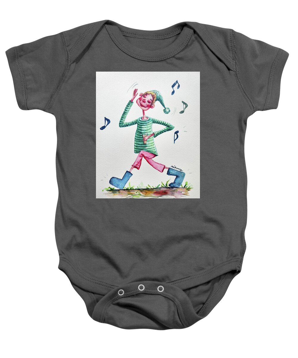  Baby Onesie featuring the painting Whistling by Mikyong Rodgers