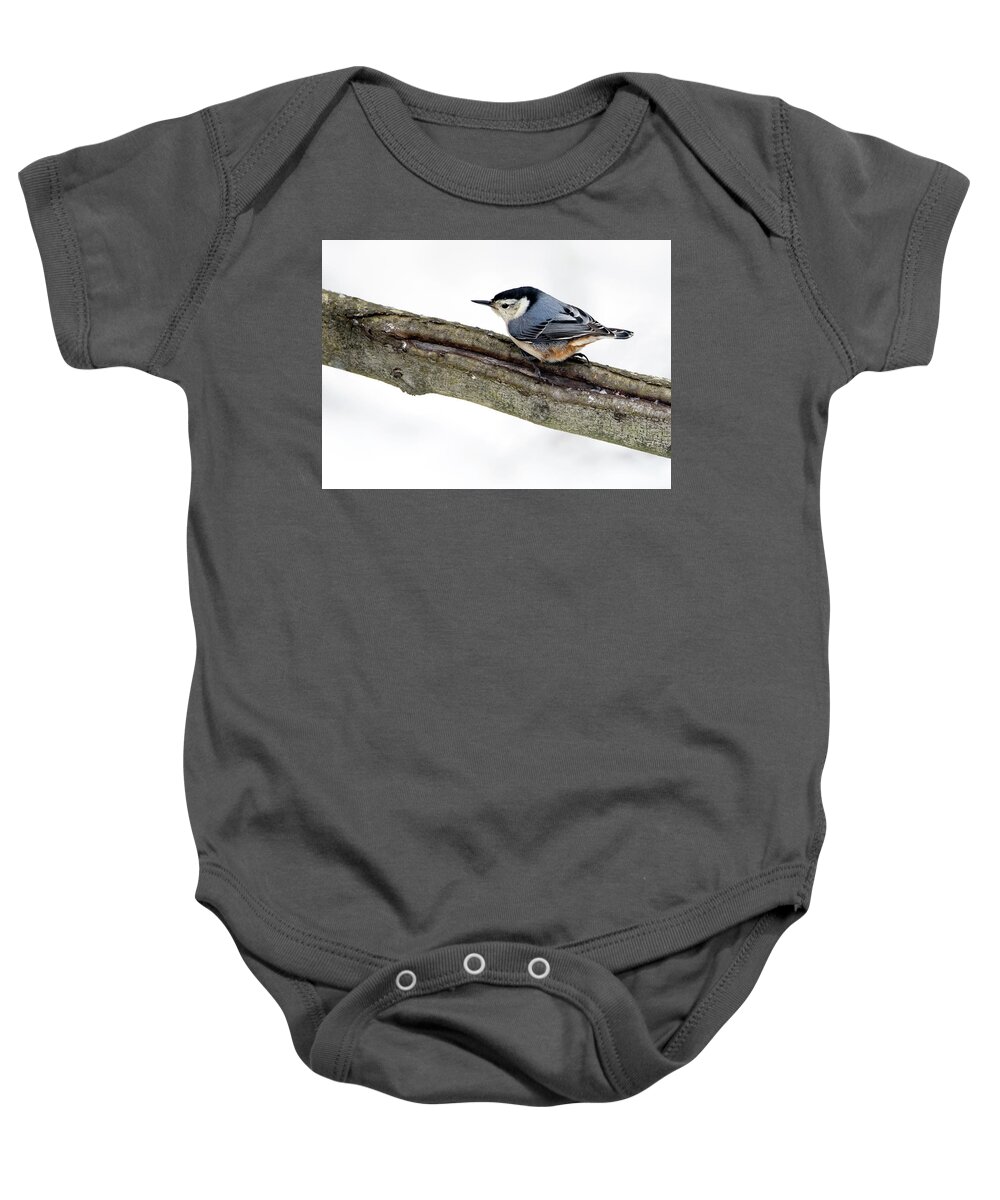Woodpecker Baby Onesie featuring the photograph White-breasted Nuthatch by Art Cole