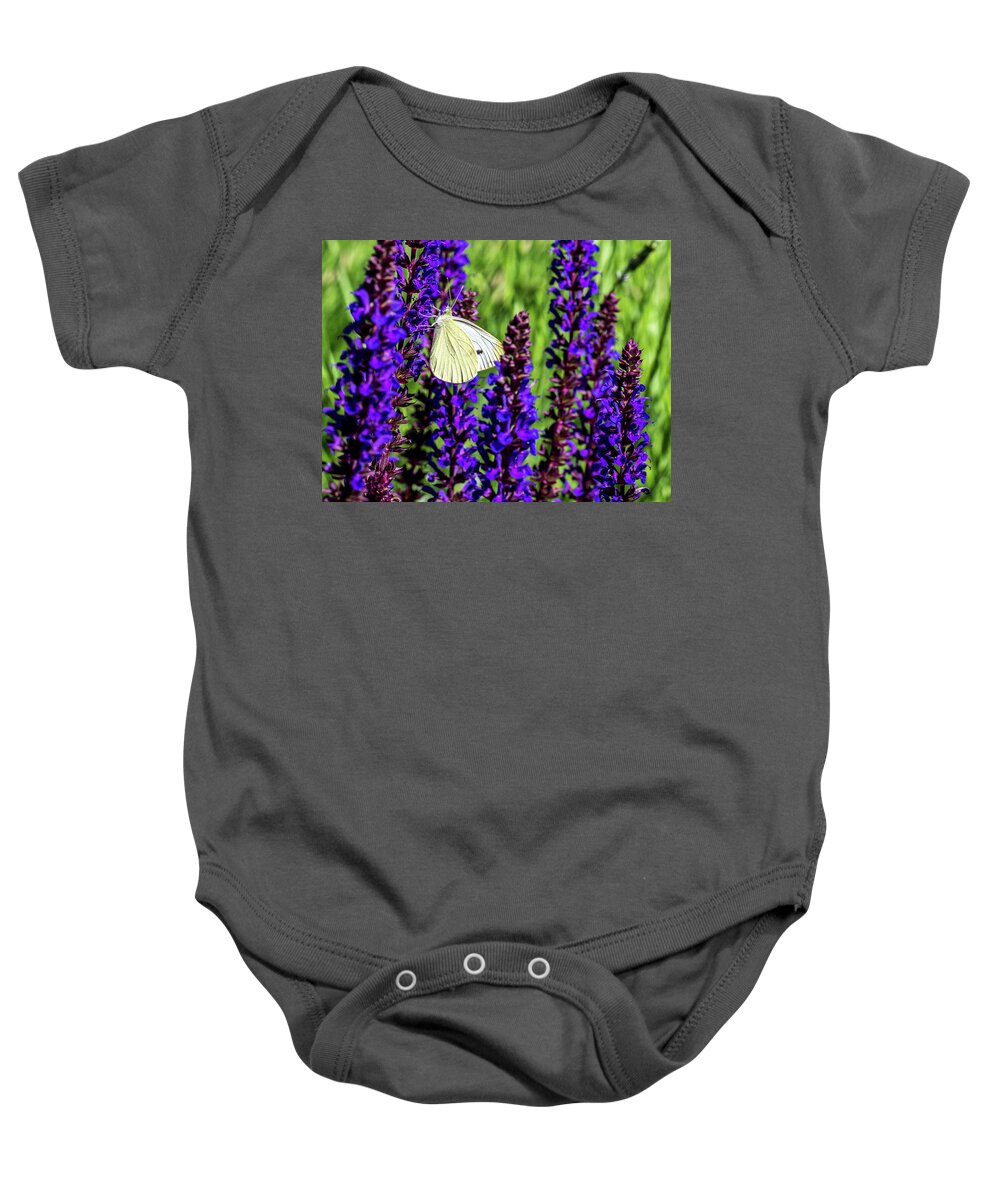 Flowers Baby Onesie featuring the photograph White Butterfly by Louis Dallara