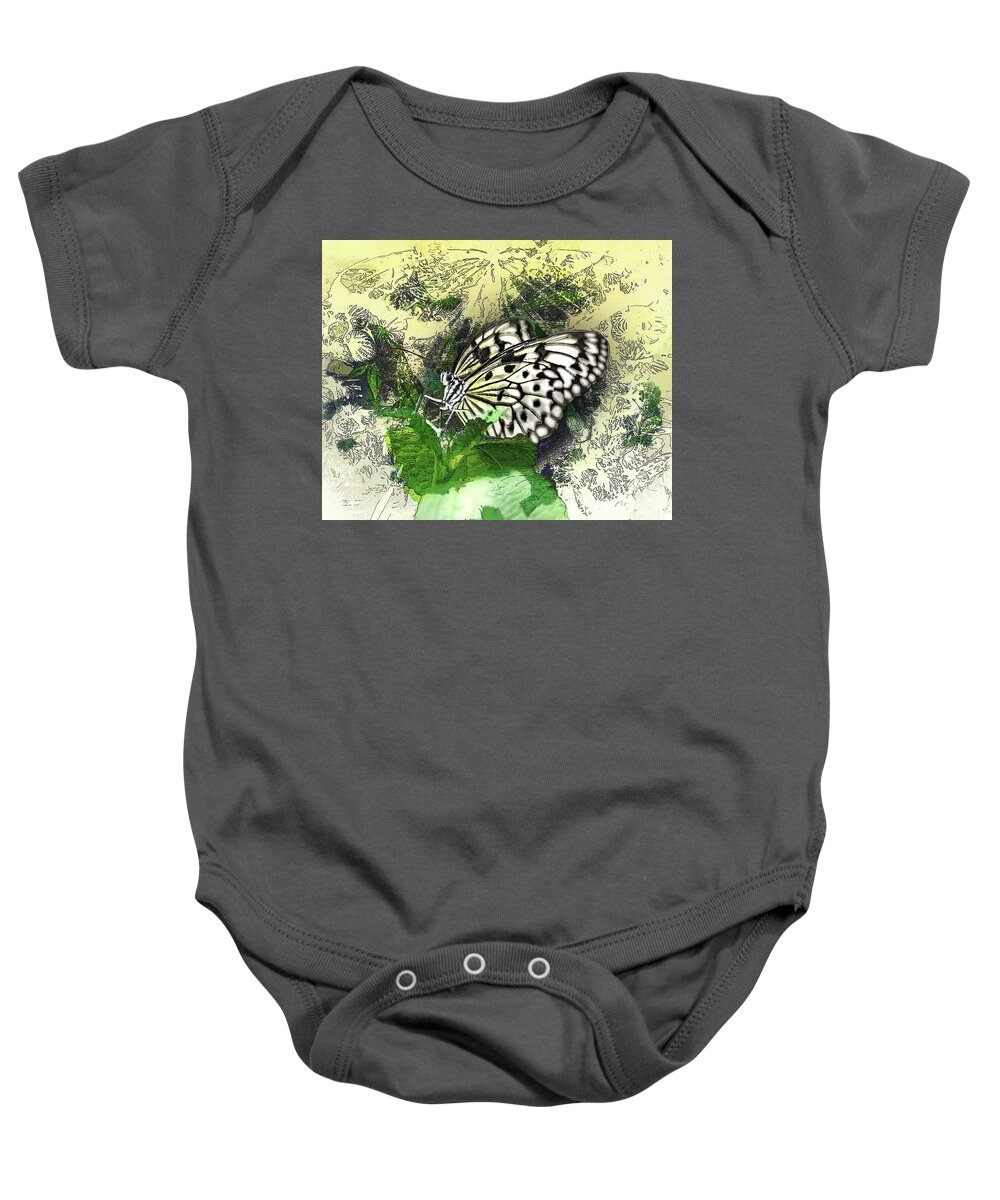 Butterfly Baby Onesie featuring the digital art White Monarch by Anthony Ellis
