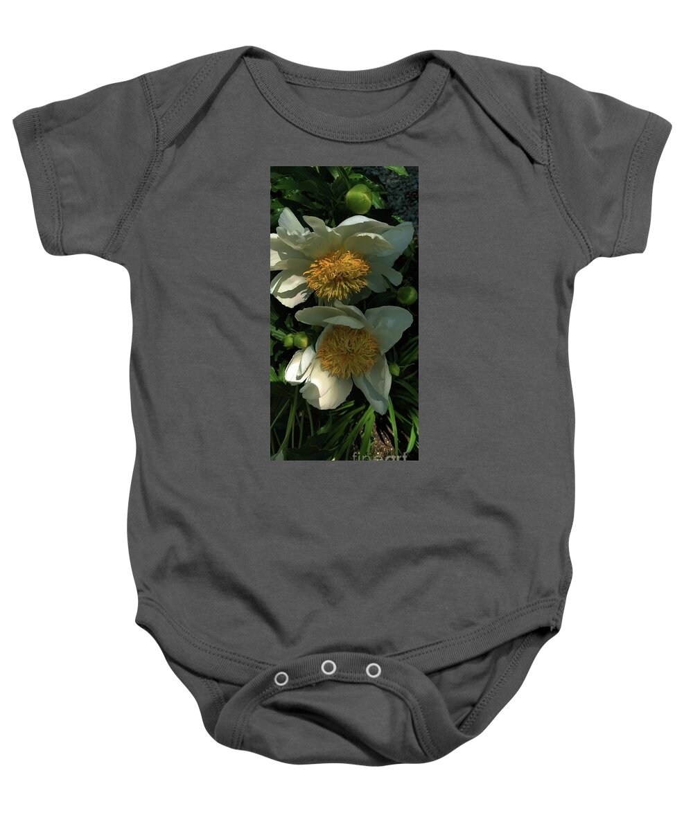 Floral Baby Onesie featuring the photograph White Peony by Marcia Lee Jones