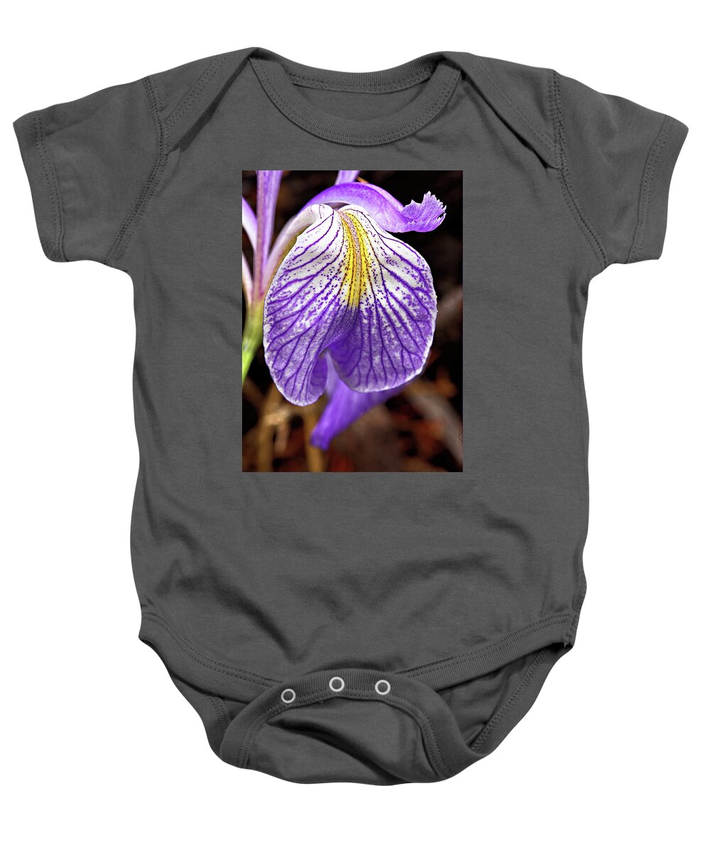 Flower Baby Onesie featuring the photograph Wild Iris Petal by Bob Falcone