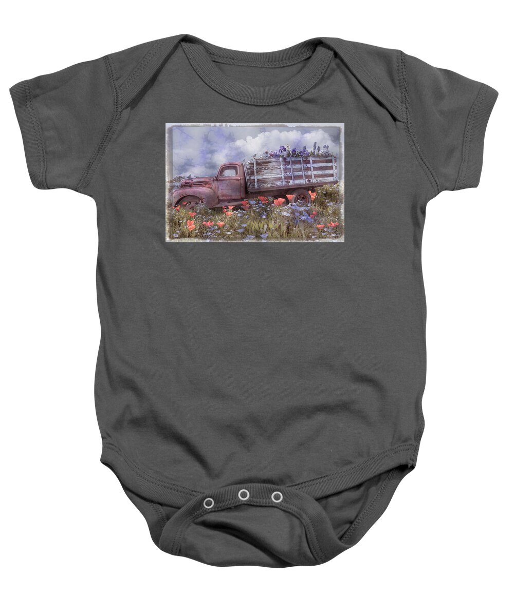 Carolina Baby Onesie featuring the photograph Wildflowers on the Old Farm by Debra and Dave Vanderlaan