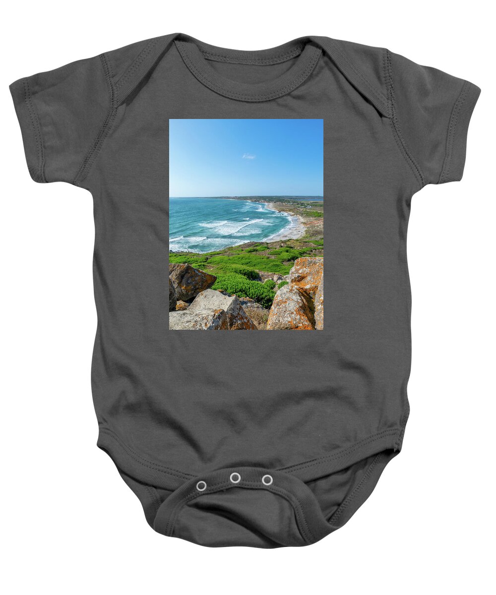 Beach Baby Onesie featuring the photograph Wind-Kissed Waves at Spiaggia di San Giovanni di Sinis by Benoit Bruchez