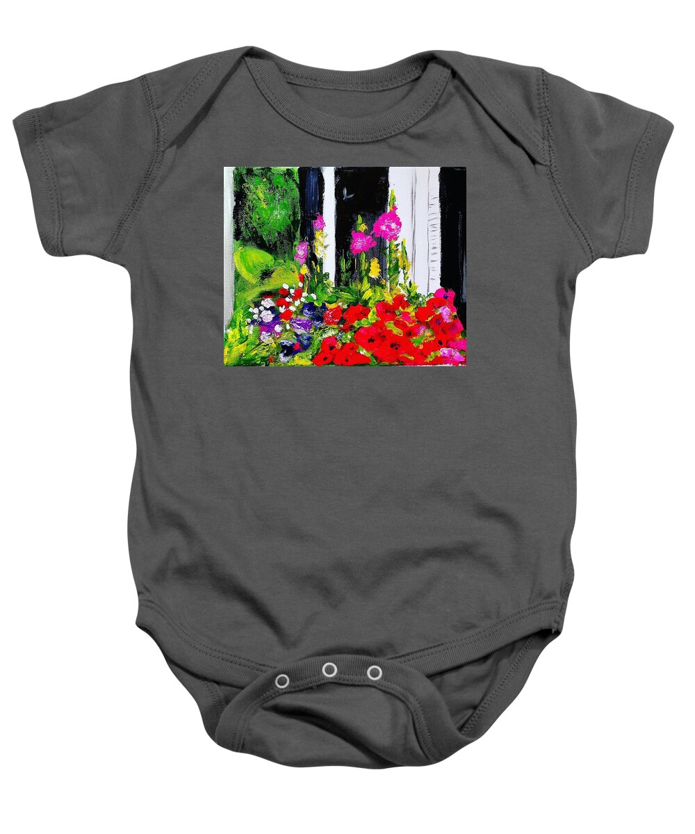 Flowers Baby Onesie featuring the painting Window Box by Amy Kuenzie