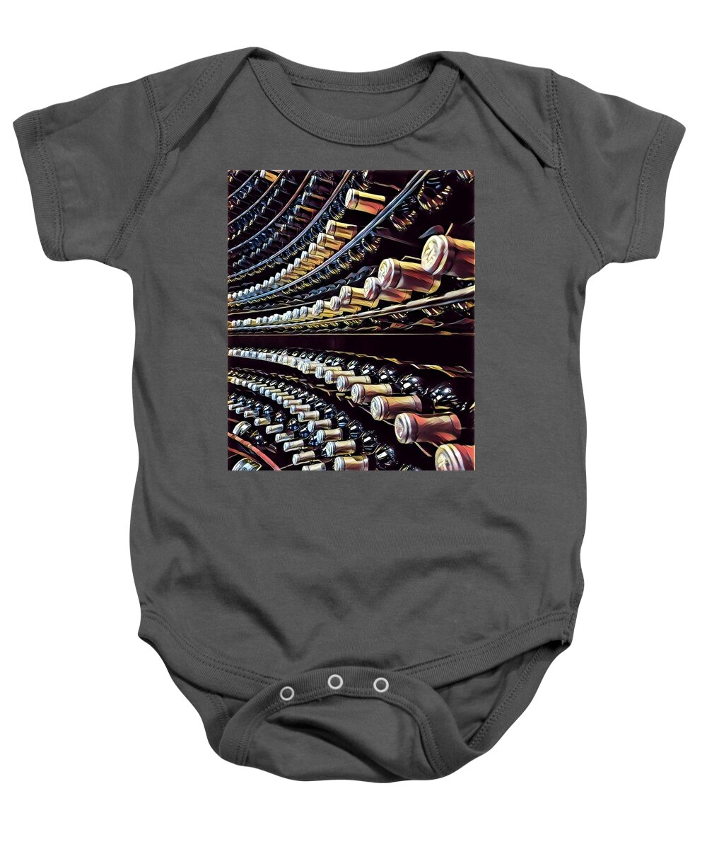  Baby Onesie featuring the photograph Wine Bottles - California by Adam Green