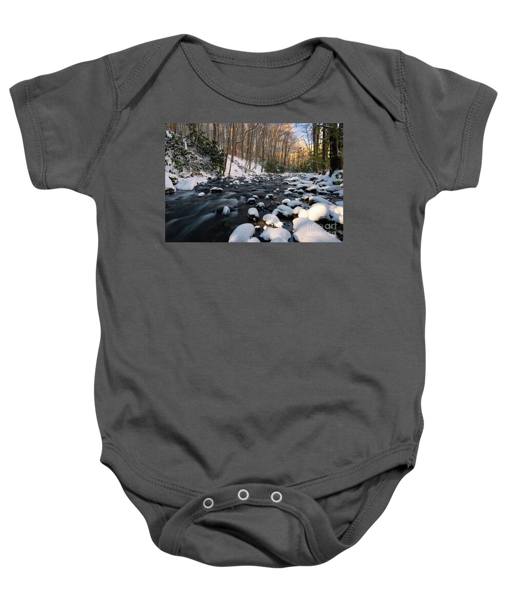 Doe Baby Onesie featuring the photograph Winter Along the Doe by Anthony Heflin