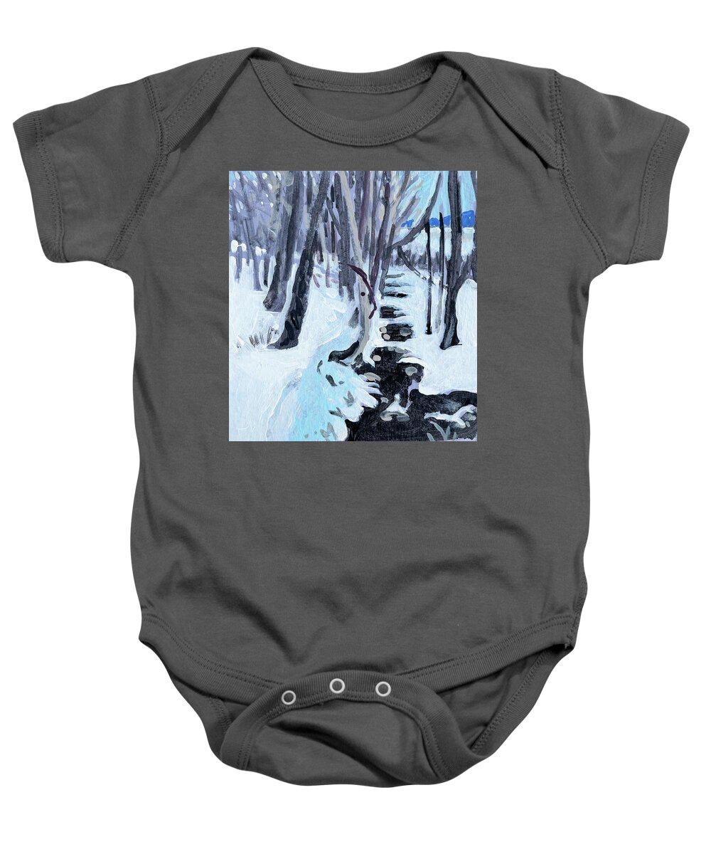 Winter Baby Onesie featuring the painting Winter Creek by Tilly Strauss