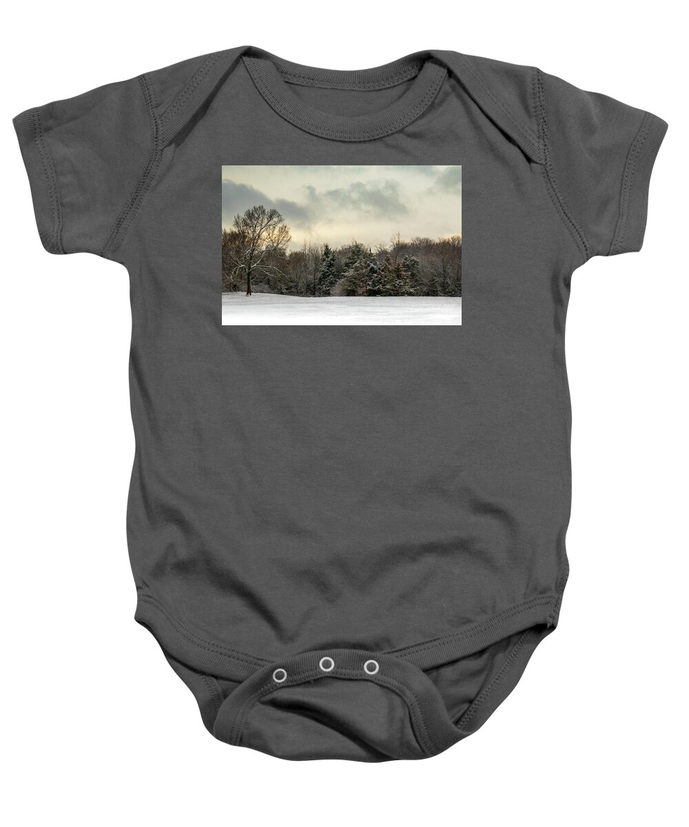 Winter Baby Onesie featuring the photograph Winter Evening in the Ozarks by Allin Sorenson