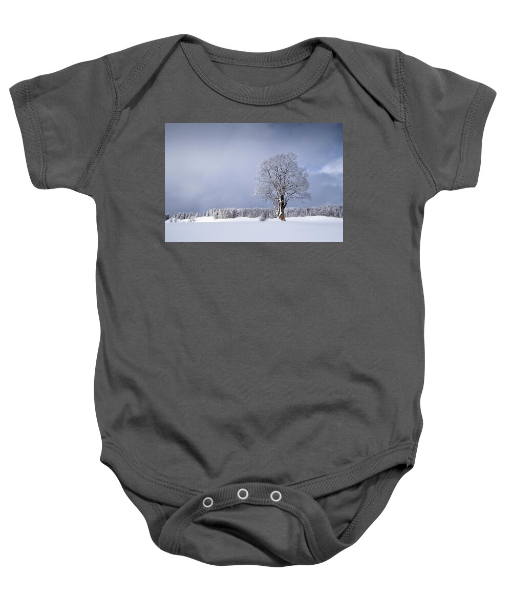 Mountain Baby Onesie featuring the photograph Winter lights by Dominique Dubied