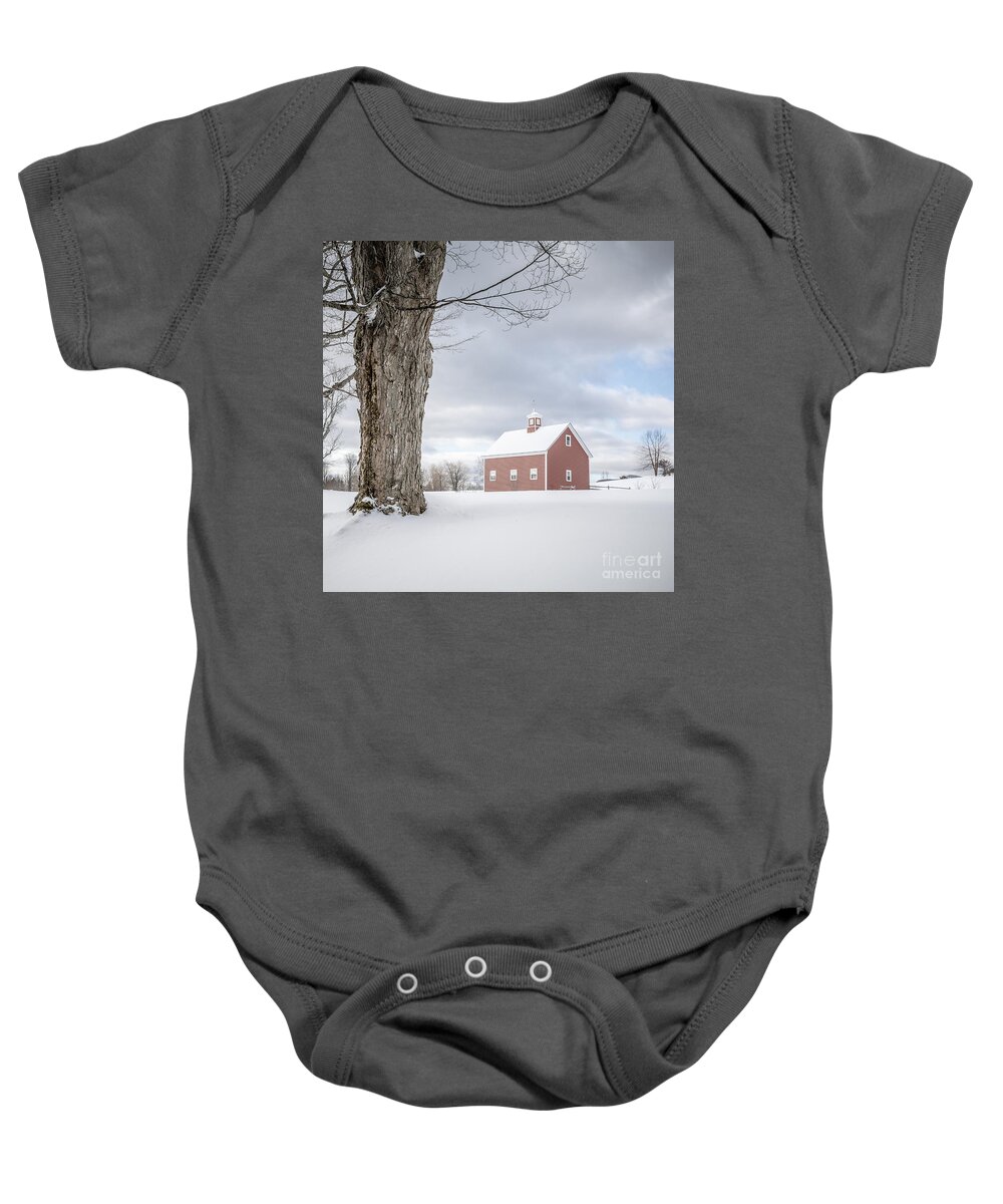 New Hampshire Baby Onesie featuring the photograph Winter on the Farm Grantham New Hampshire by Edward Fielding