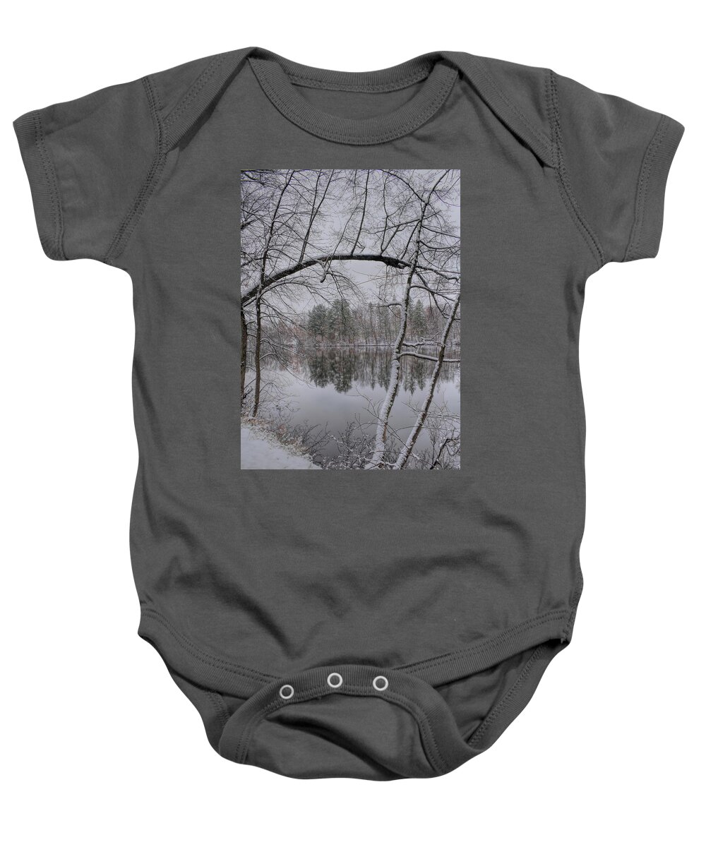 Wausau Baby Onesie featuring the photograph Winter Reflection Across The Wisconsin River by Dale Kauzlaric