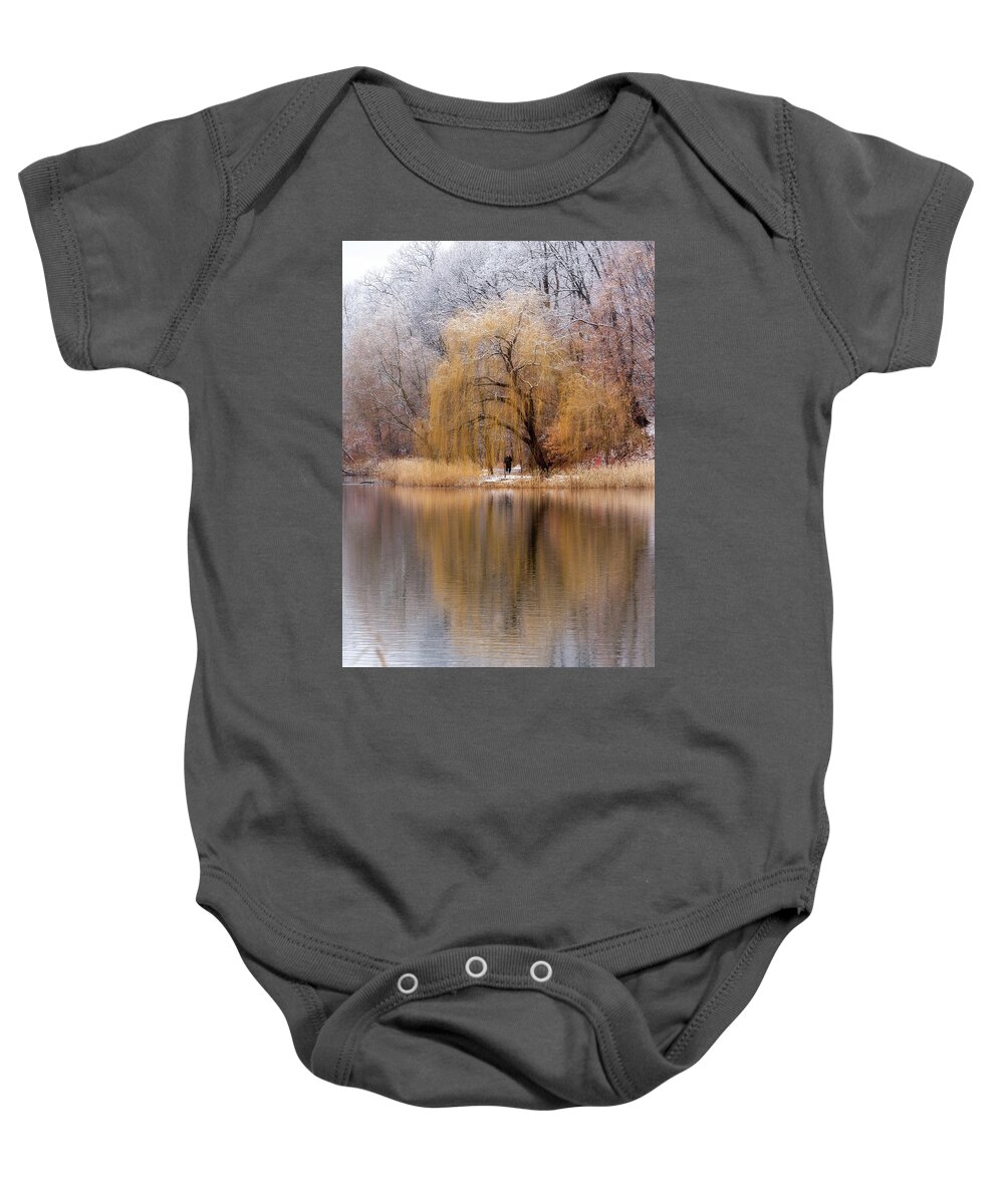 Weeping Willow Baby Onesie featuring the photograph Winter Willow by John Randazzo