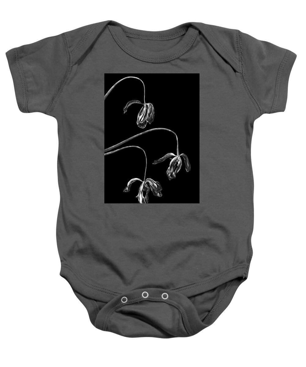 Withered Baby Onesie featuring the photograph Withered Tulips by Elvira Peretsman