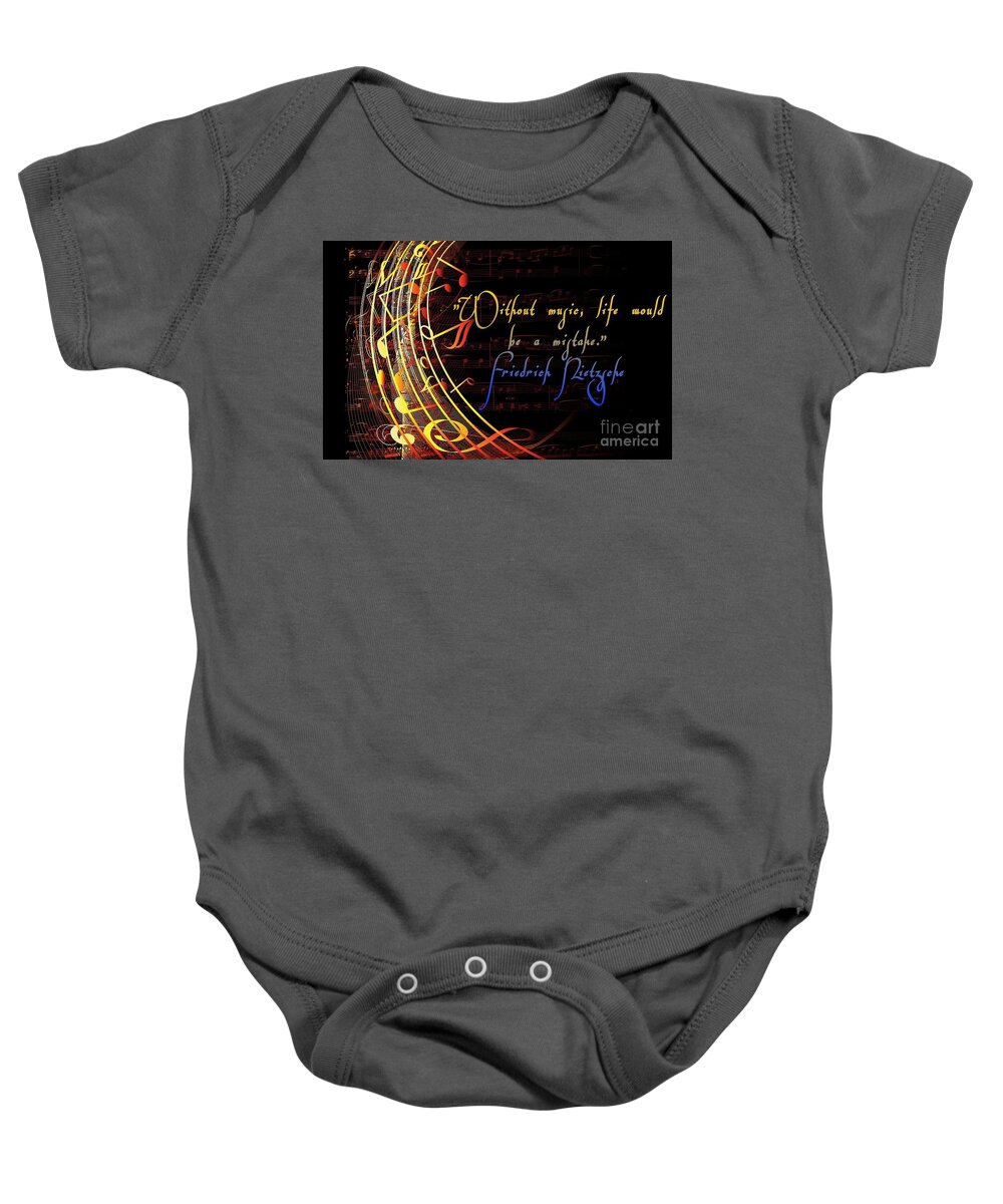 Inspirational Baby Onesie featuring the mixed media Without Music by Claudia Zahnd-Prezioso