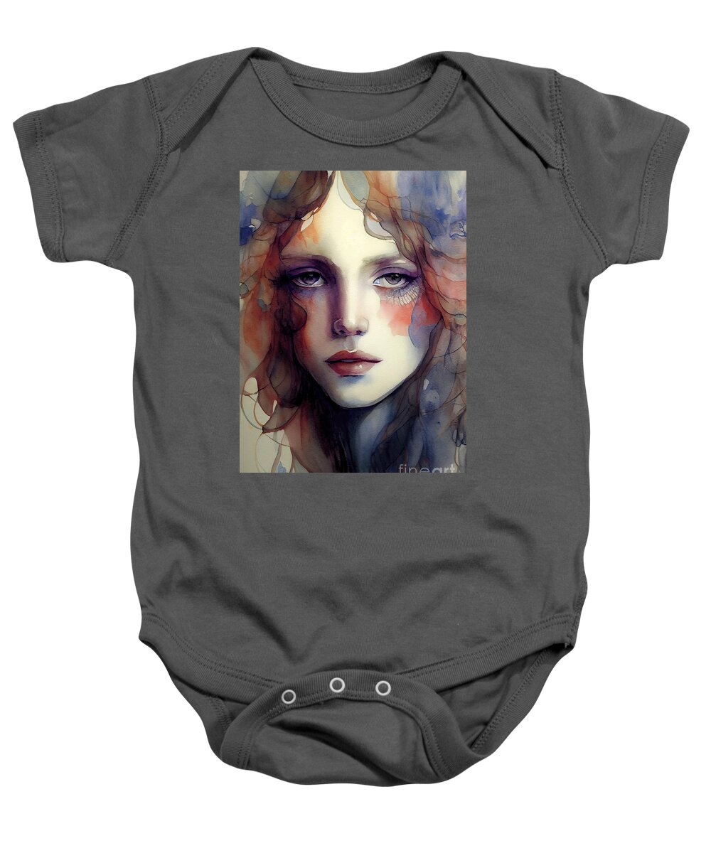 Art Nouveau Woman Baby Onesie featuring the painting Woman I by Mindy Sommers