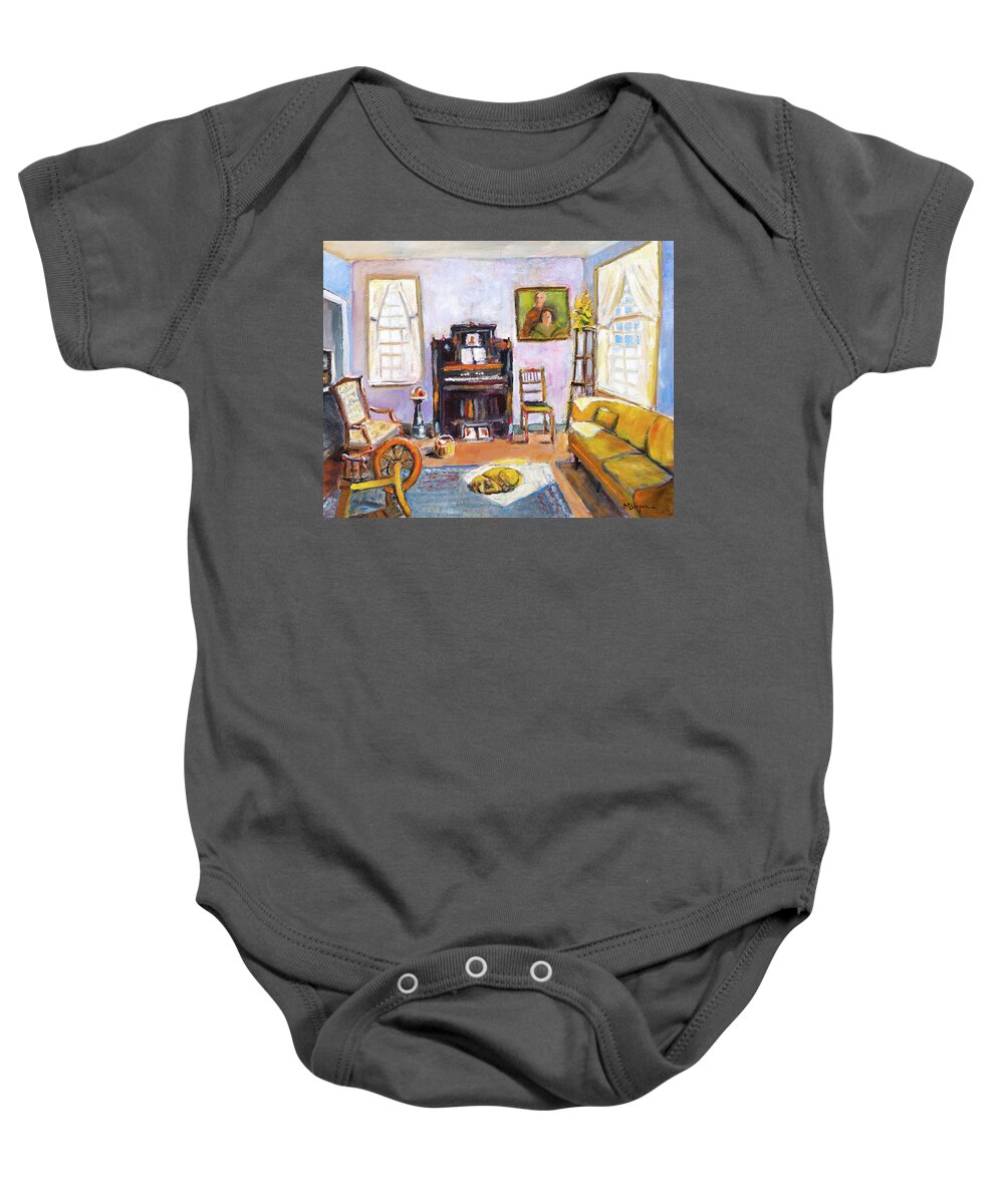 Yaquina Bay Lighthouse Baby Onesie featuring the painting Yaquina Bay Lighthouse Parlor by Mike Bergen
