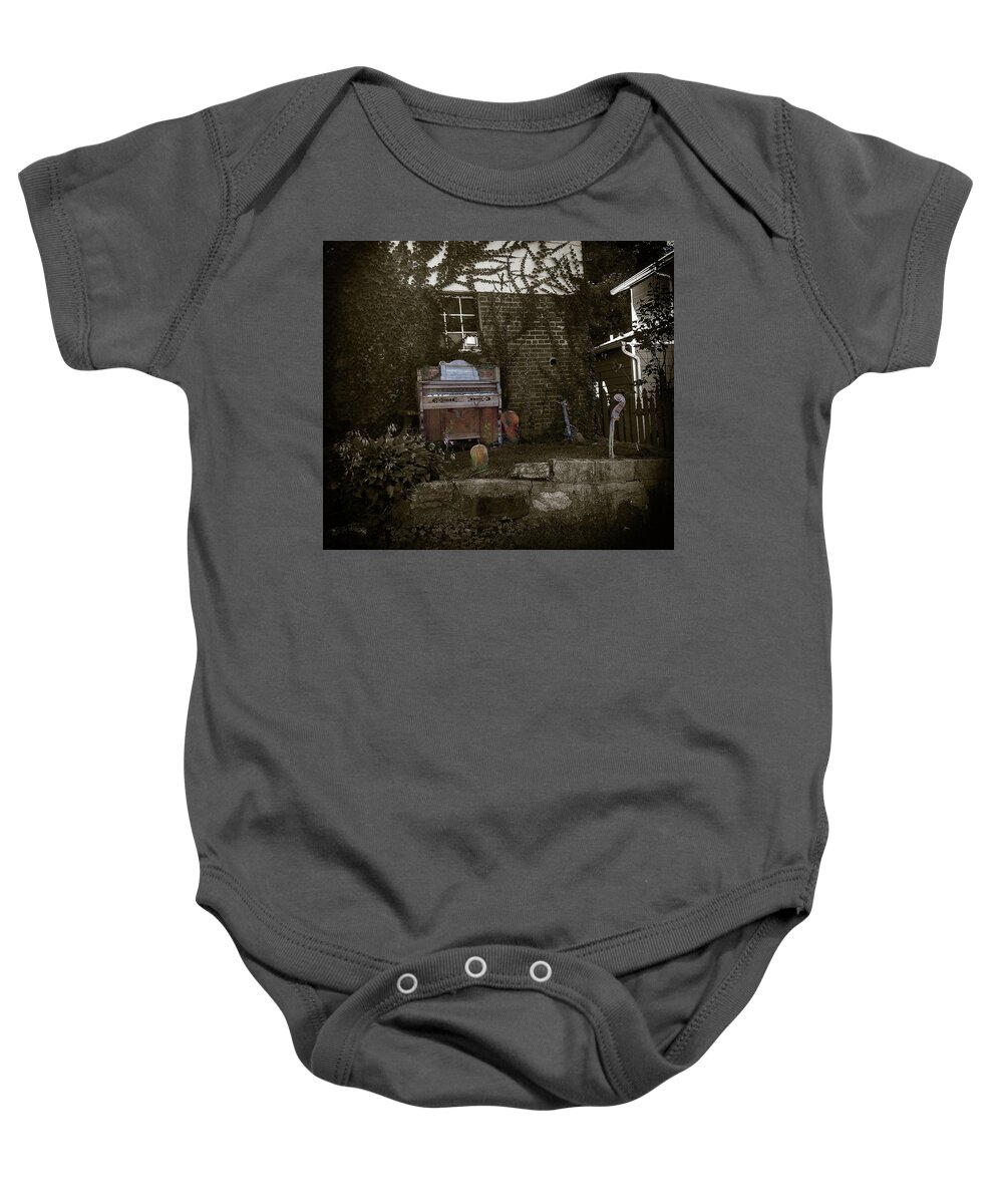 Music Baby Onesie featuring the photograph Yard Music by Wayne King