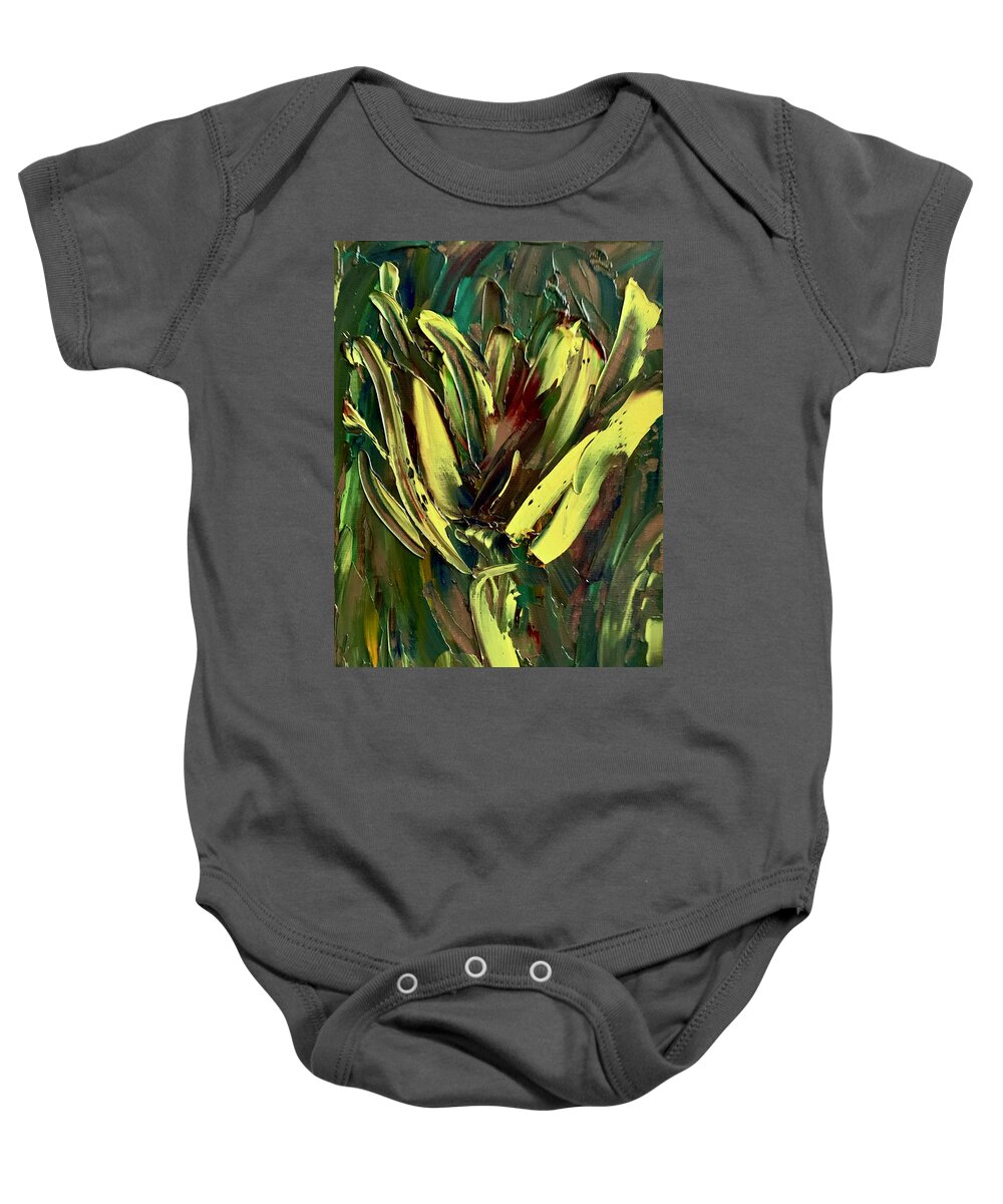 Flower Baby Onesie featuring the painting Yellow flower 1 by Teresa Moerer