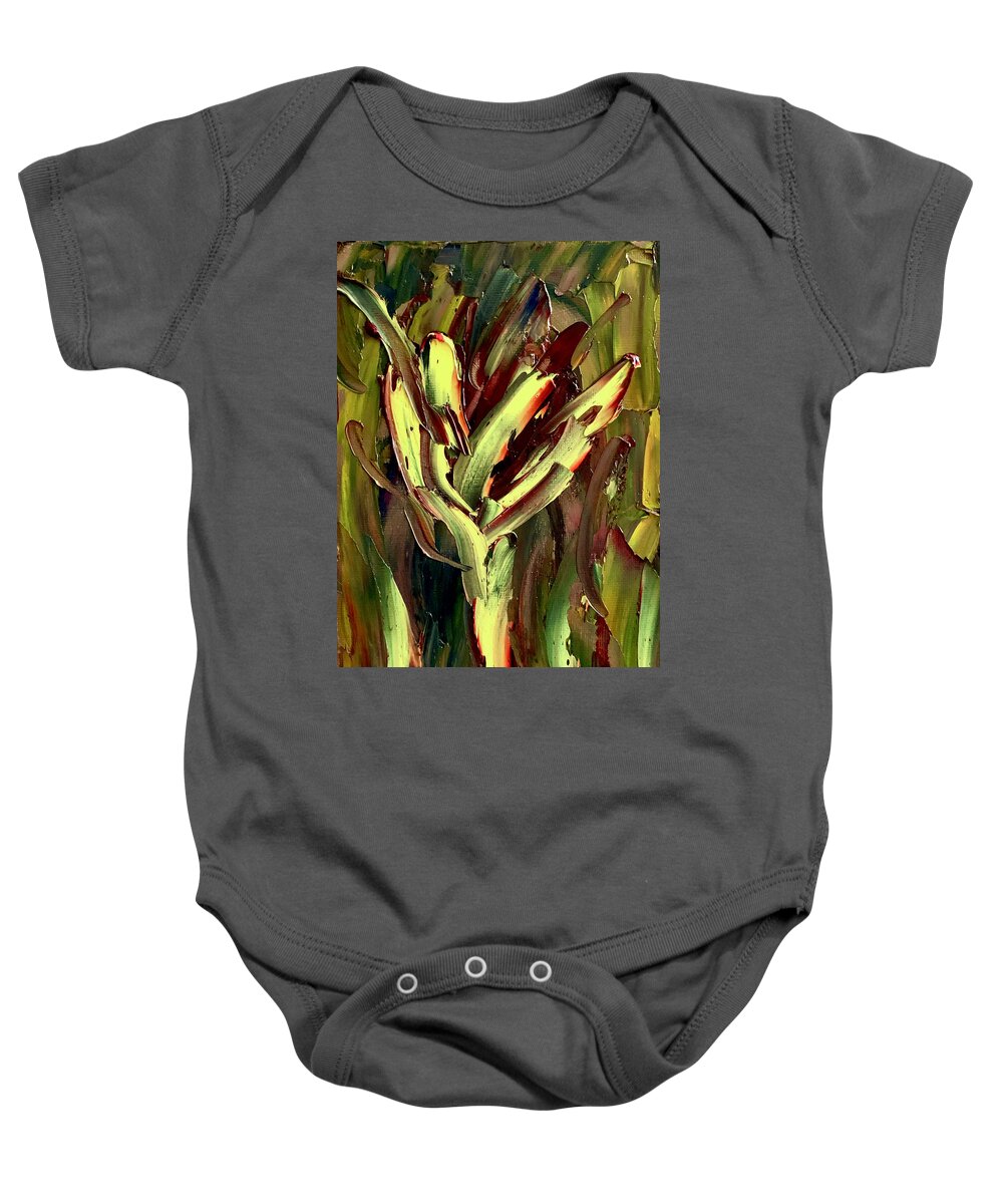 Yellow Baby Onesie featuring the painting Yellow Flower 2 by Teresa Moerer