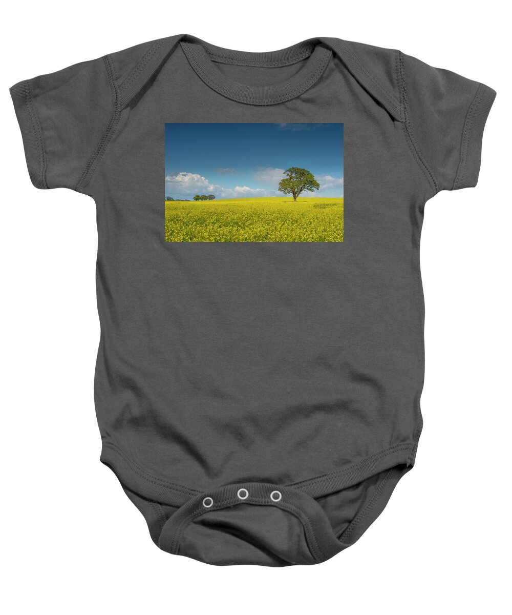 Landscape Baby Onesie featuring the pyrography Yellow ocean 4 by Remigiusz MARCZAK