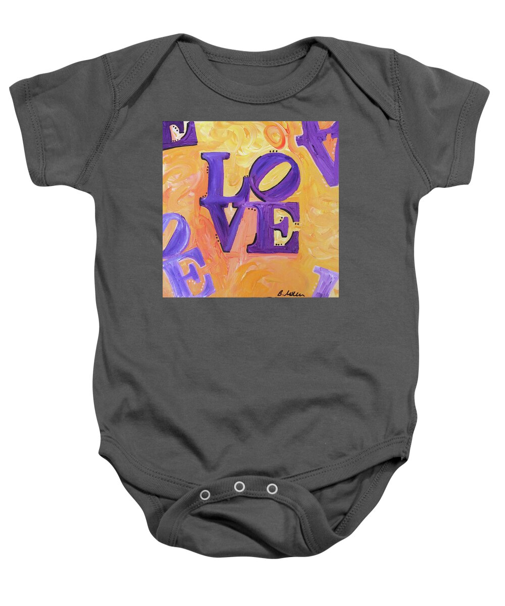 Love Baby Onesie featuring the painting Yellow Purple Love by Britt Miller
