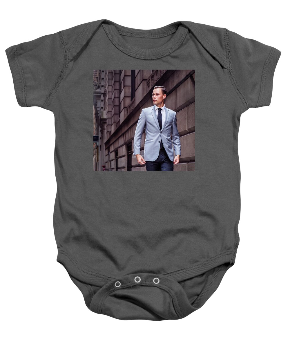 Attitude Baby Onesie featuring the photograph Young Businessman in New York City by Alexander Image