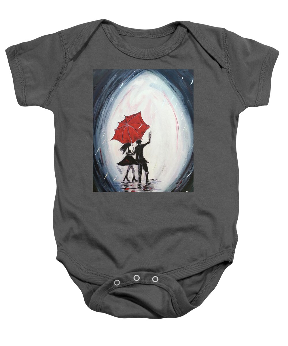 Walking Baby Onesie featuring the painting Young Love Walking by Roxy Rich