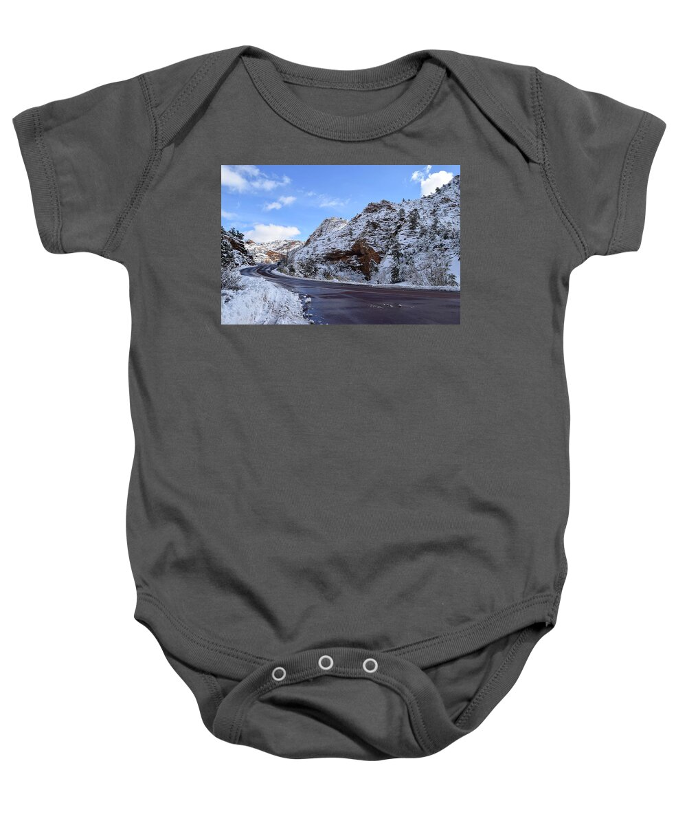 Zion Baby Onesie featuring the photograph Beautiful Pine Creek Canyon along Mt Carmel Hwy,East Zion by Bnte Creations