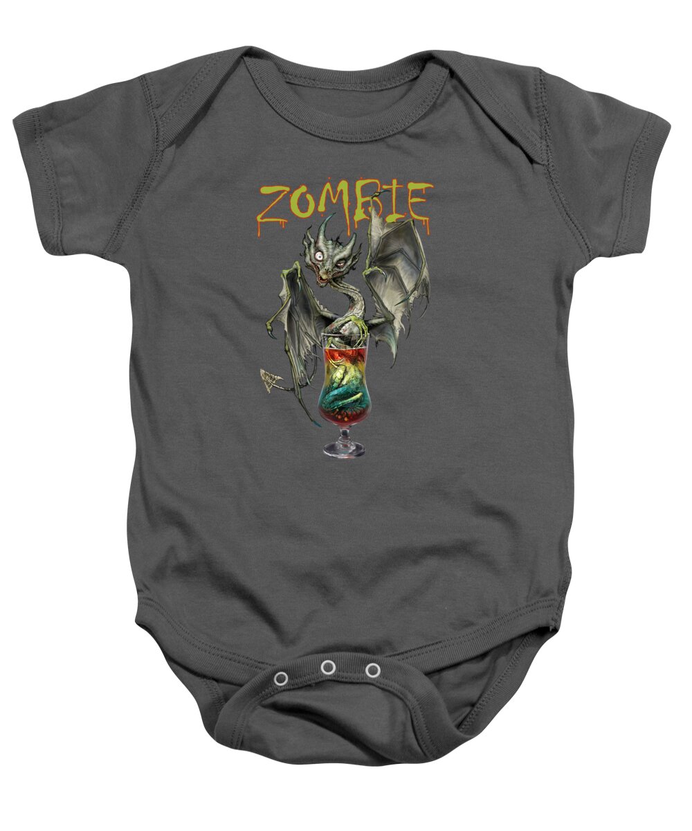 Zombie Drink Baby Onesie featuring the digital art Zombie Dragon by Stanley Morrison