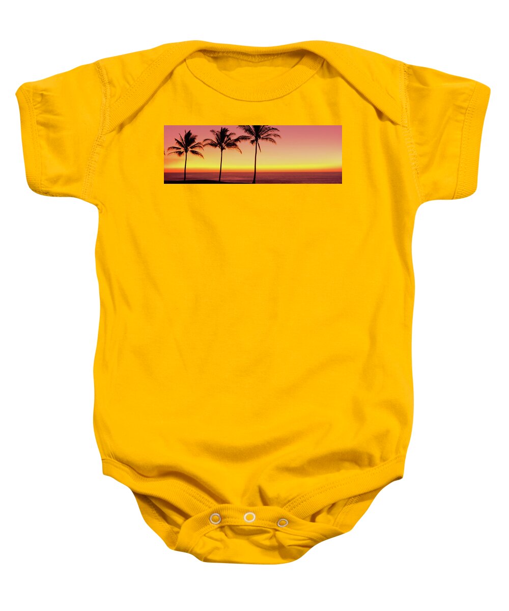 Photography Baby Onesie featuring the photograph Palm Trees At The Coast At Sunset #1 by Panoramic Images