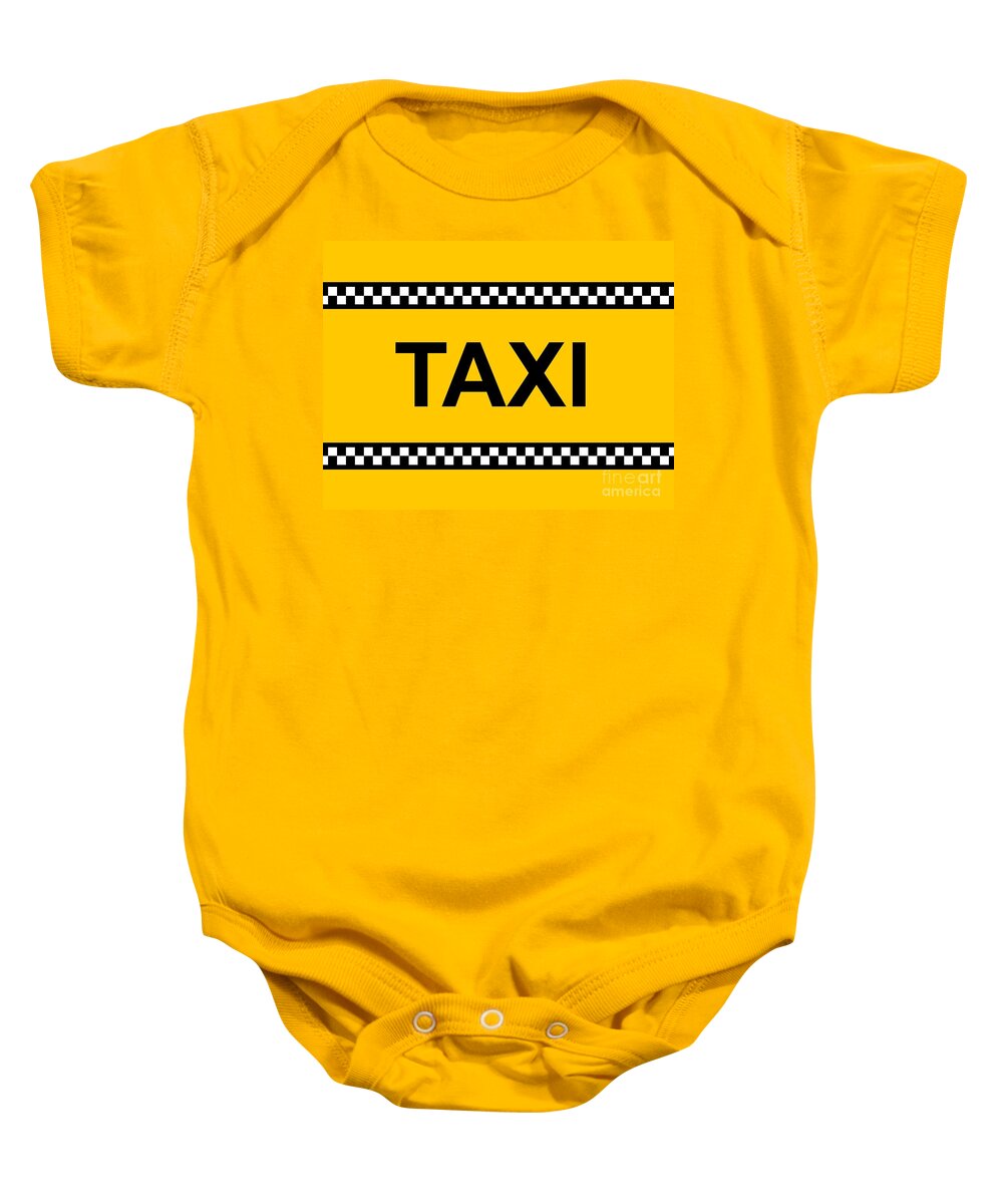 Yellow Baby Onesie featuring the digital art TAXI Sign #1 by Henrik Lehnerer
