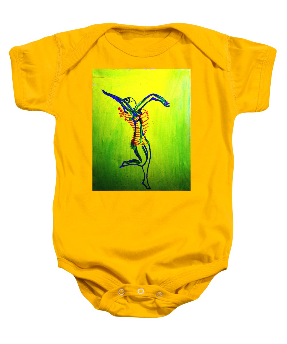 Jesus Baby Onesie featuring the painting Dinka Dance - South Sudan #10 by Gloria Ssali