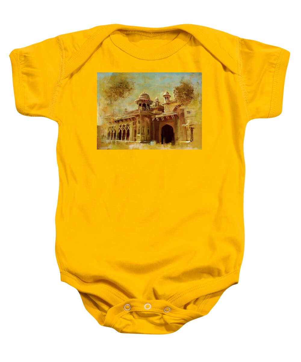 Pakistan Baby Onesie featuring the painting Aitchison College #2 by Catf