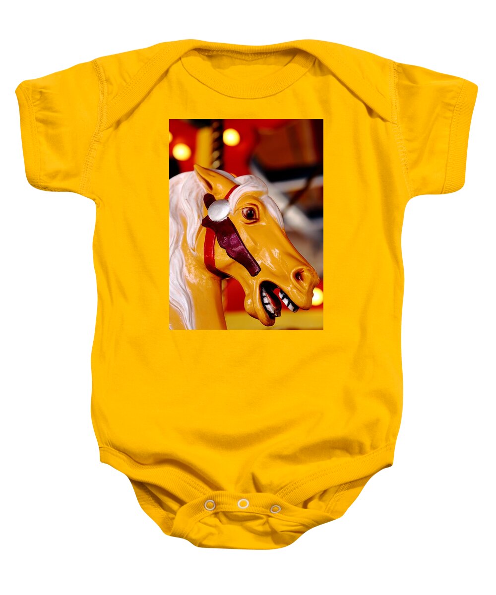 Carousel Baby Onesie featuring the photograph Carousel Horse #1 by R B Harper