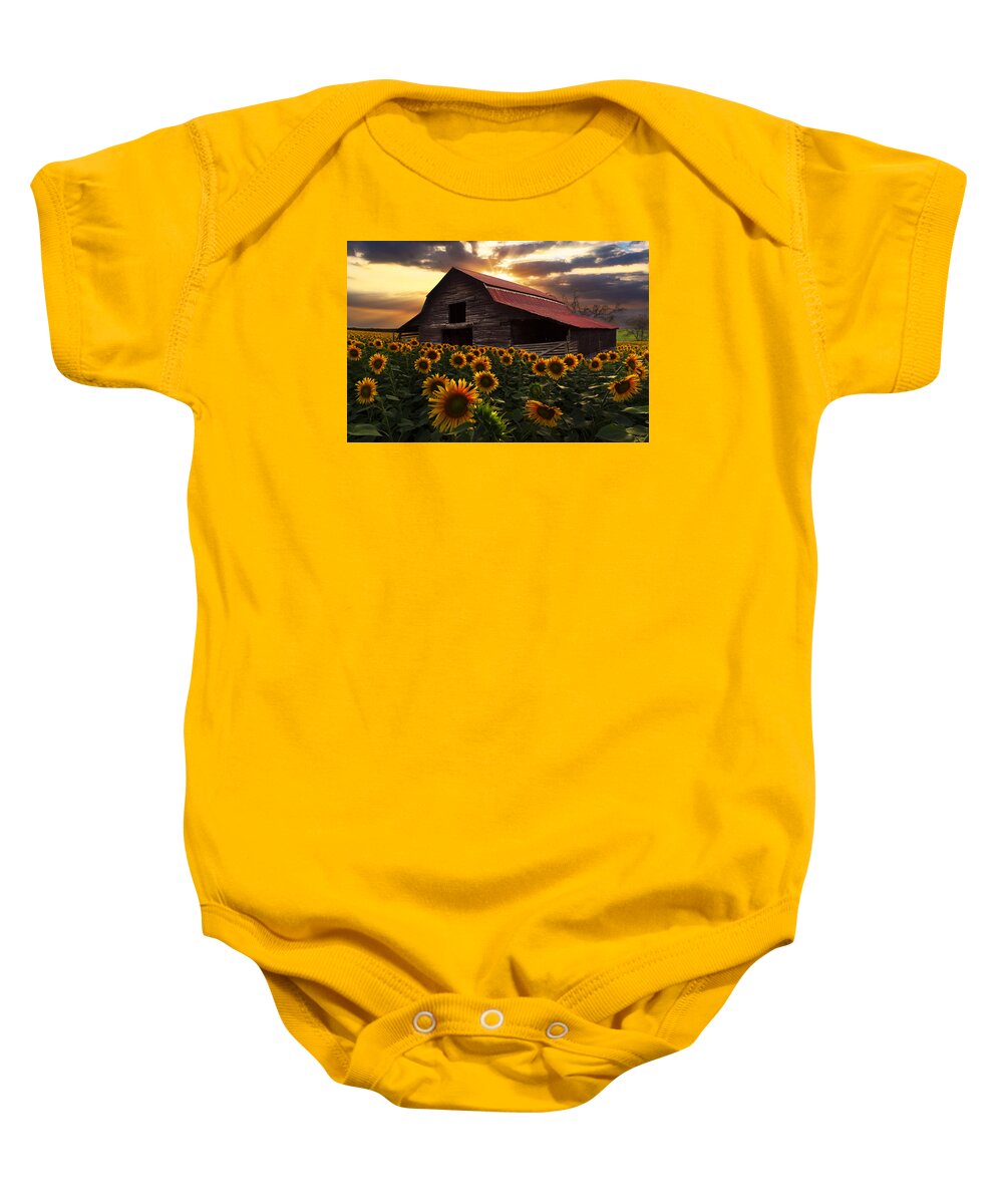 Sunflowers Baby Onesie featuring the photograph Sunflower Farm #2 by Debra and Dave Vanderlaan