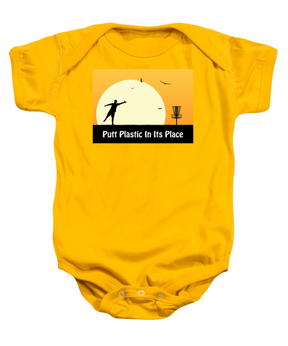 Disc Golf Baby Onesie featuring the digital art Putt Plastic In Its Place #5 by Phil Perkins
